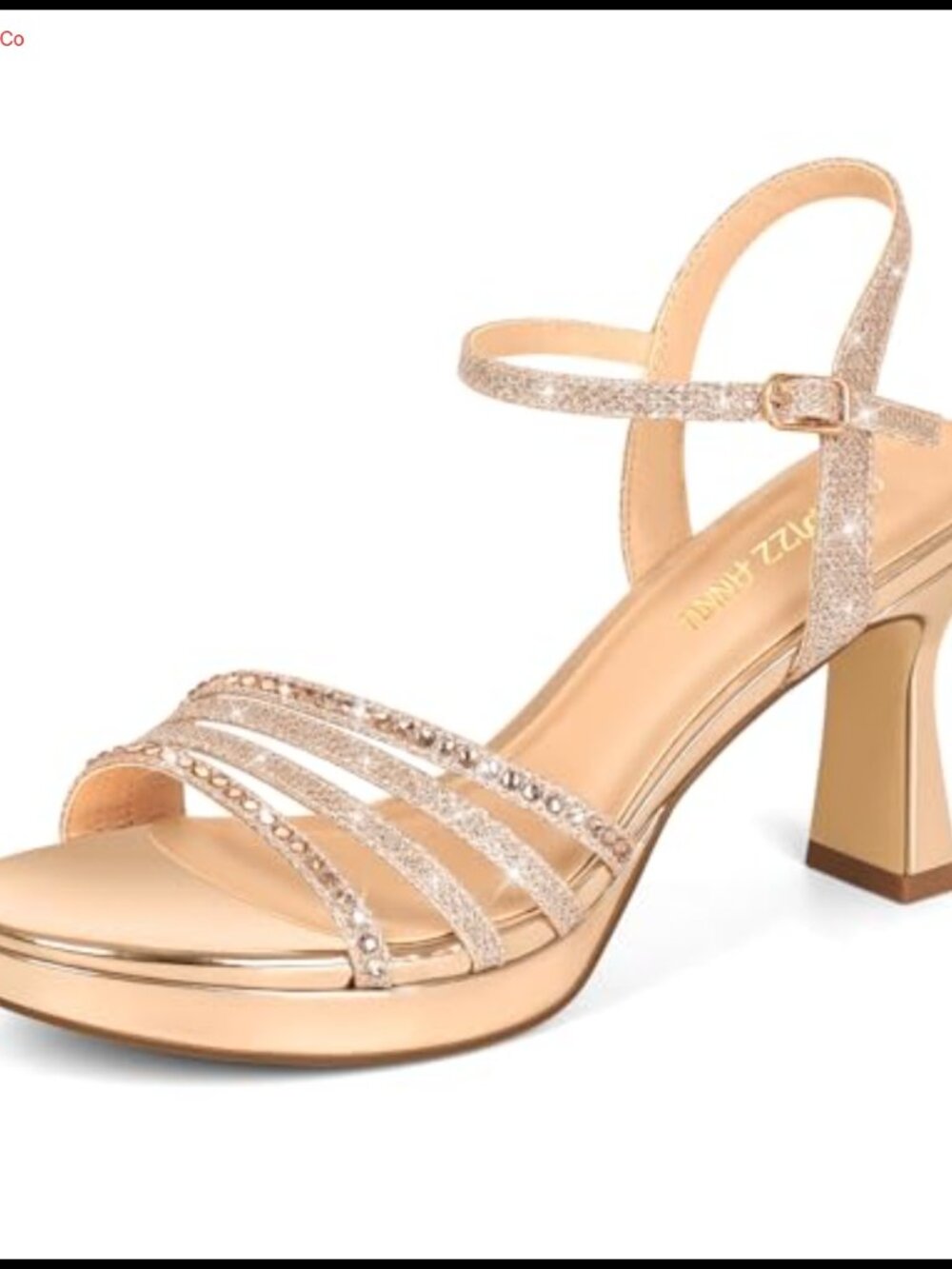 Platform Heels High Block Chunky Sparkly Rhinestone Open Toe Ankle Strap Dress
